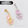 MULTI CZ BUTTERFLY DANGLE BELLY BUTTON NAVEL RING 316L SURGICAL STEEL